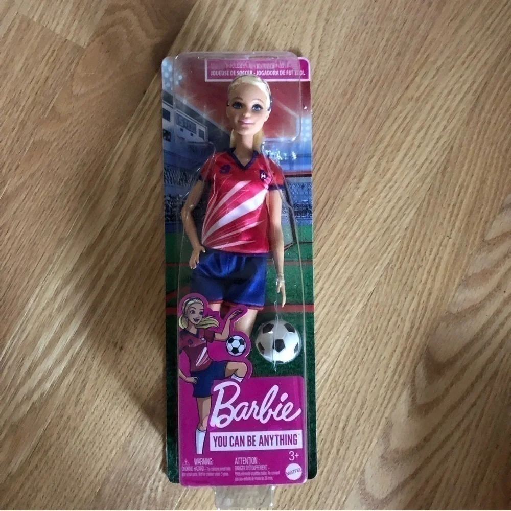 Barbie You Can Be Anything Doll Soccer NEW Kids Toy Blonde Pink Blue